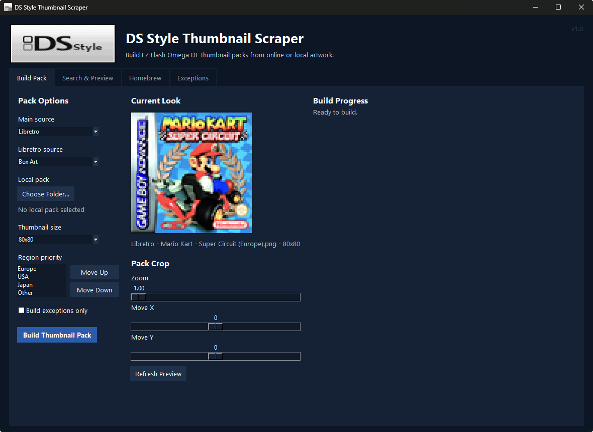 DS Style Thumbnail Scraper window