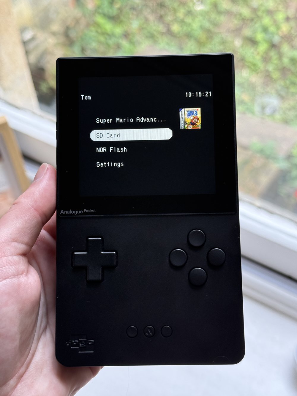 Analogue Style start screen on an Analogue Pocket